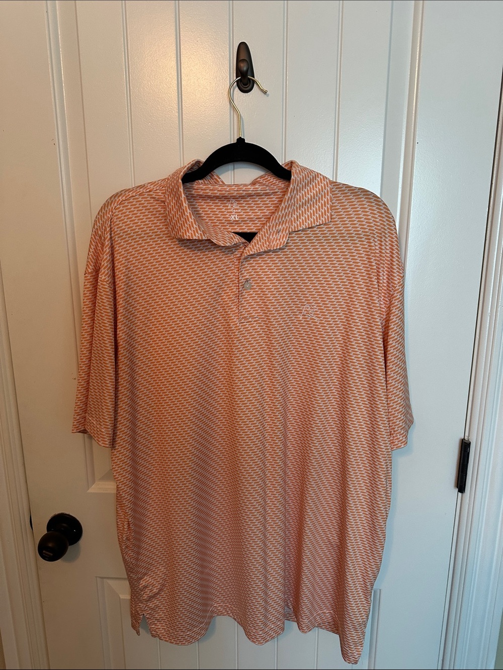 Rhoback Men's Light Orange Micro-Pattern Polo